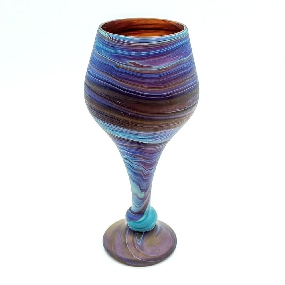 Handmade Phoenician Blown Glass Multicolor Goblet